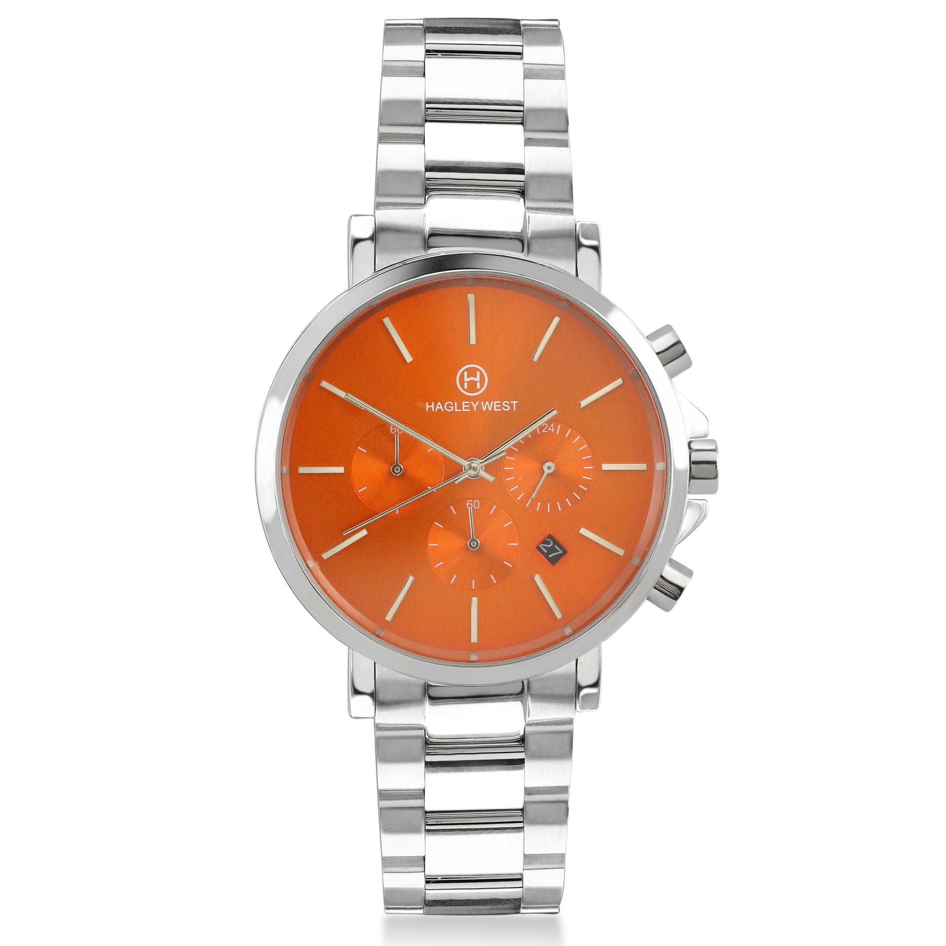 Chrono Collection | Orange & Silver Watch | Men's Watches | Hagley West